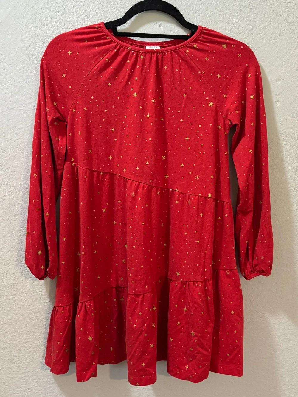 Hanna Andersson Red Gold Star Long Sleeve Dress Girls Size 10 (140 cm)